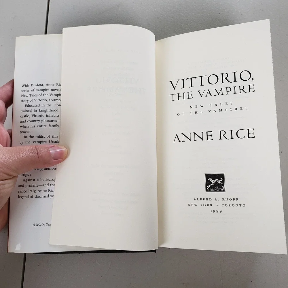 Vittorio the Vampire Anne Rice 1999 First Trade Edition Hardcover Horror Novel